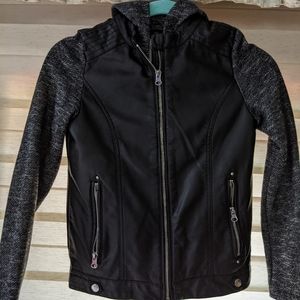 So faux leather/rayon jacket